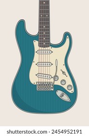 Detailed vector illustration of legendary and iconic solid body electric guitar