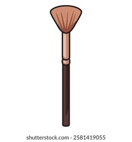 A detailed vector illustration of a makeup brush, featuring a sleek handle and soft bristles, designed for precision and elegance.