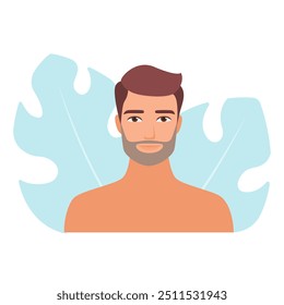 Detailed vector illustration of a man with a beard and a serious expression.