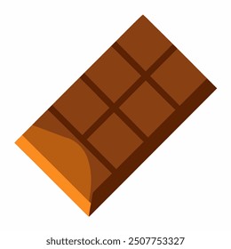 Una Ilustración vectorial detallada de una barra de chocolate con leche sobre un fondo blanco. La barra muestra una textura suave y cremosa con distintos cuadrados segmentados, capturando la rica e indulgente esencia de mi