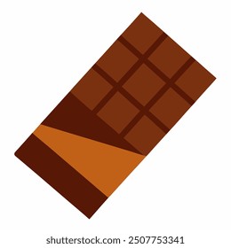 Una Ilustración vectorial detallada de una barra de chocolate con leche sobre un fondo blanco. La barra muestra una textura suave y cremosa con distintos cuadrados segmentados, capturando la rica e indulgente esencia de mi