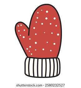 A detailed vector illustration of a mitten, featuring a cozy, soft design with a rounded shape and a warm texture. 