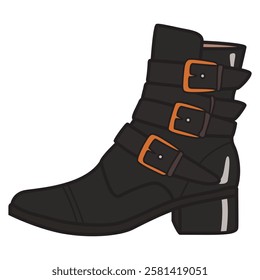 A detailed vector illustration of a modern boot, featuring a sleek design, sturdy sole, and stylish elements.