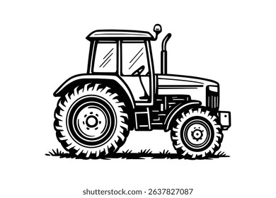 Detailed Vector Illustration of a Modern Farm Tractor on a White Background