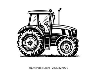 Detailed Vector Illustration of a Modern Farm Tractor on a White Background