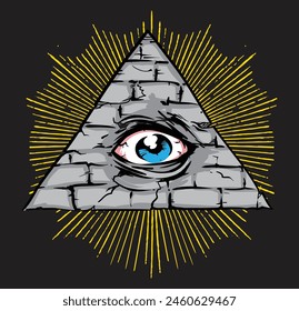 Una Ilustración vectorial detallada del tercer ojo místico, el diseño del símbolo del ojo de Shiva