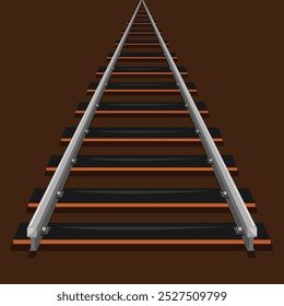 Una Ilustración vectorial detallada de una pista ferroviaria, mostrando los rieles de acero paralelos y las traviesas de madera. Ideal para temas de transporte, proyectos de viajes o diseños relacionados con la construcción.