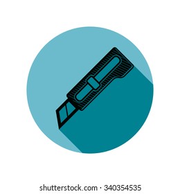 Detailed vector illustration of razor-sharp cutter isolated on white. Repair and manufacturing tool. 