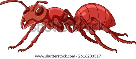 Detailed vector illustration of a red ant in side view