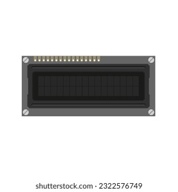 A detailed vector illustration showcasing a 16x2 LCD module with a parallel input interface