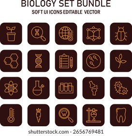 Detailed vector illustration showcasing diverse scientific icons, ideal for educational infographics or biology themed