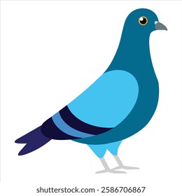 A detailed vector illustration showcasing the full body of a speed racing pigeon bird in dynamic motion. The design highlights its aerodynamic features, sharp wings, and sleek form, capturing 