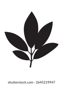 A detailed vector illustration showcasing a leafy branch silhouette. Ideal for adding a natural and organic touch to your creative design projects.