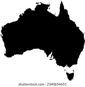 Detaillierte Vektorgrafik-Silhouette-Karte des australischen Kontinents