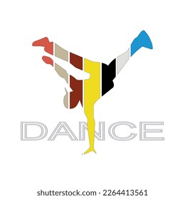 Detailed vector illustration silhouettes of expressive dance people dancing. Jazz funk, hip-hop, house dance lettering. Dancer..vector