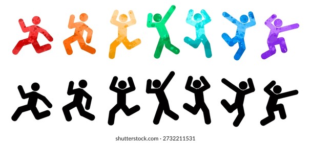 Silhuetas de ilustração vetorial detalhadas de pessoas dançando dança expressiva. Jazz funk, hip-hop, house dance lettering. Dançarina.