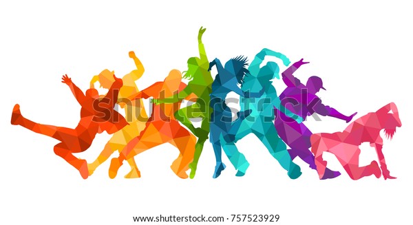 人が踊る表情豊かな踊りのシルエットが 細かいベクターイラストで描かれています ジャズファンク ヒップホップ ハウスダンスの文字 ダンサー のベクター画像素材 ロイヤリティフリー