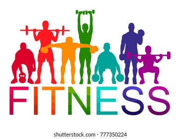 Detailed vector illustration silhouettes  strong rolling people set girl and man sport fitness gym body-building workout powerlifting health training dumbbells barbell. Healthy lifestyle. 

