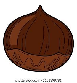 A detailed vector illustration of a single chestnuts, showcasing its rich brown hues and textured shell, perfect for autumnal designs or food-related projects.