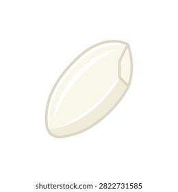 A detailed vector illustration of a single uncooked white rice grain isolated on a white background