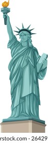Detailed vector illustration of the Statue of Liberty with vibrant colors and clean lines, emphasizing iconic features and symbolic elements