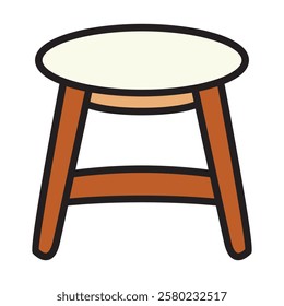 A detailed vector illustration of a stool, featuring a simple yet sturdy design with a flat seat and strong legs.