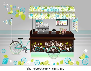 Detailed vector illustration.  Street bicycle cart