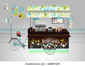 Detailed vector illustration.  Street bicycle cart