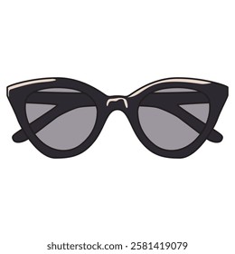 A detailed vector illustration of sunglasses, featuring a sleek and modern design with stylish frames and dark lenses. 