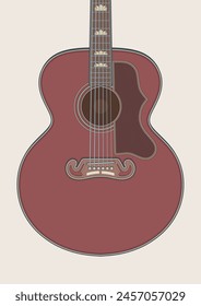Detaillierte Vektorillustration von Super Jumbo Akustikgitarre