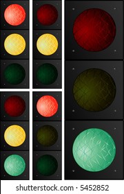 detailed vector illustration of the traffic lights in five different positions