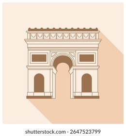 Uma ilustração vetorial detalhada de um arco triunfal, mostrando seu grande e clássico projeto arquitetônico