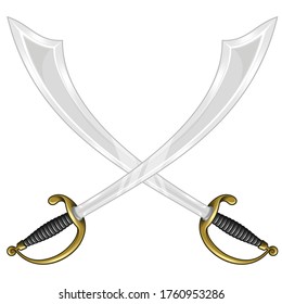 Detailed vector illustration of two herd sword in x, all on white background