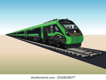 Detailed vector illustration of Vande Bharat Express train, Indian railway High speed train vector drawing, Indian bullet train eps 10 vector image, new Vande Bharath express illustration, eps drawing