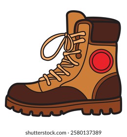 A detailed vector illustration of a winter boot, featuring a sturdy design with thick insulation, a rugged sole, and warm lining. 