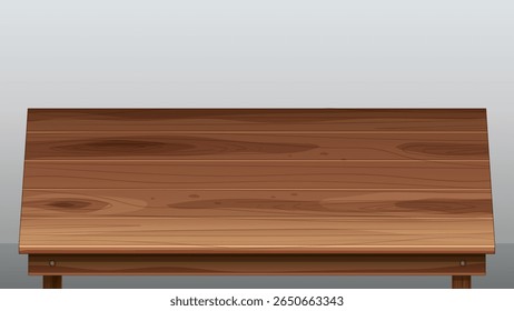 Detailed vector illustration of a wooden table with rich textures and natural wood grain patterns
