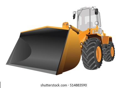 Detailed vector image of the front loader with large scoop