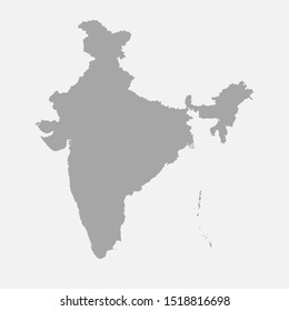 Detailed vector India country border map isolated on background. Flat state template travel trip pattern, report, infographic, backdrop. Asia nation business silhouette sign concept.