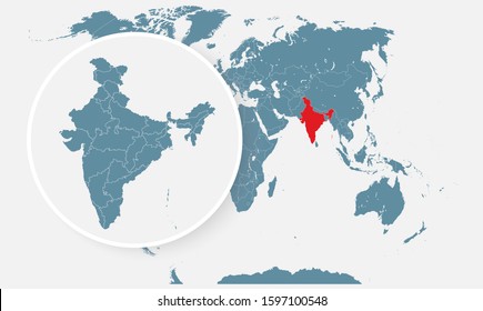 Detailed Vector India Country Outline Border Stock Vector (Royalty Free ...