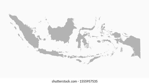 Detailed vector Indonesia country border map isolated on background. Flat state template travel trip pattern, report, infographic, backdrop. Asia nation business silhouette sign concept.