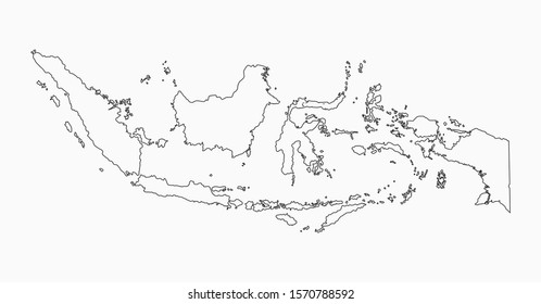 Detailed vector Indonesia country border map isolated on background. Flat state template travel trip pattern, report, infographic, backdrop. Asia nation business silhouette sign concept.