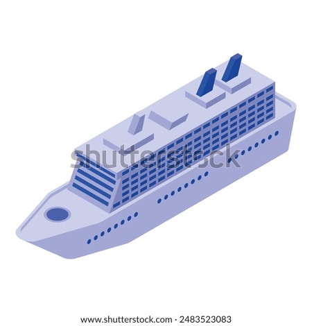 Detailed vector isometric illustration of a modern luxury cruise ship on a white background, perfect for travel, vacation, and maritime industry concepts