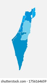 Detailed vector Israel country outline border map isolated on background. State template Near East trip pattern, report, infographic, backdrop. Asia nation business silhouette sign concept.
