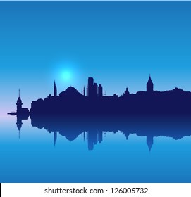Detailed vector Istanbul silhouette skyline