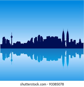 Detailed vector Kuala Lumpur silhouette skyline