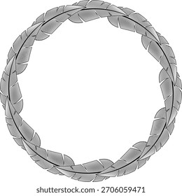 Arte detallado de la línea de Vector de un marco de corona circular hecho de plumas superpuestas. Estética boho