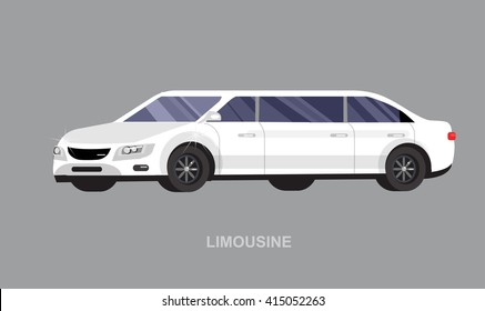 detailed vector luxury limousine car white . Vector limousine. Illustration  limousine