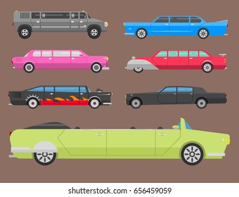 Detailed vector luxury limousine long car transportation detailed auto business transport design speed pickup graphic