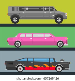 Detailed vector luxury limousine long car transportation detailed auto business transport design speed pickup graphic