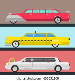 Detailed vector luxury limousine long car transportation detailed auto business transport design speed pickup graphic